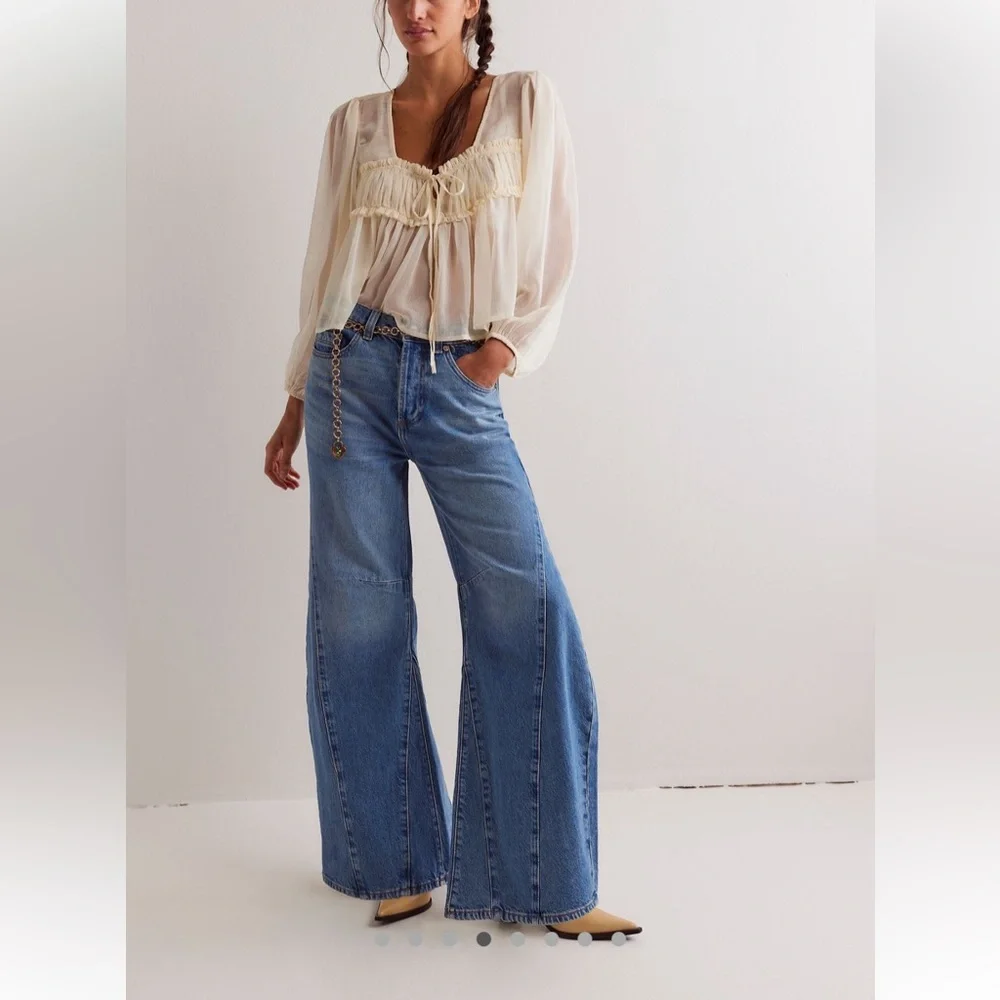 Free People We The Free Eden High Slouchy Flare Wide Leg Jeans - Picture 6 of 11